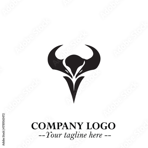Head of Vampire Logo Symbol in Black on the White Background with Gothic Horror Vector Design