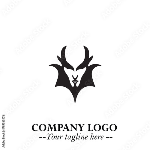 Head of Vampire Logo Symbol in Black on the White Background with Gothic Horror Vector Design
