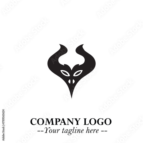 Head of Vampire Logo Symbol in Black on the White Background with Gothic Horror Vector Design