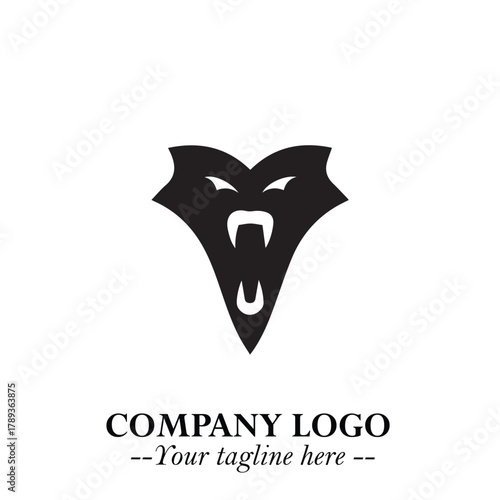 Head of Vampire Logo Symbol in Black on the White Background with Gothic Horror Vector Design
