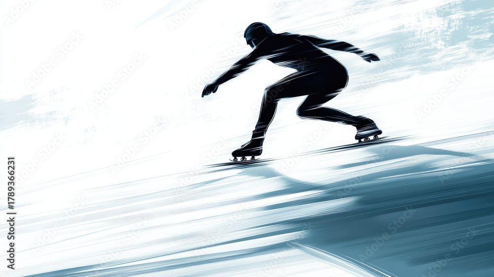 Fototapeta premium A man is skating on ice