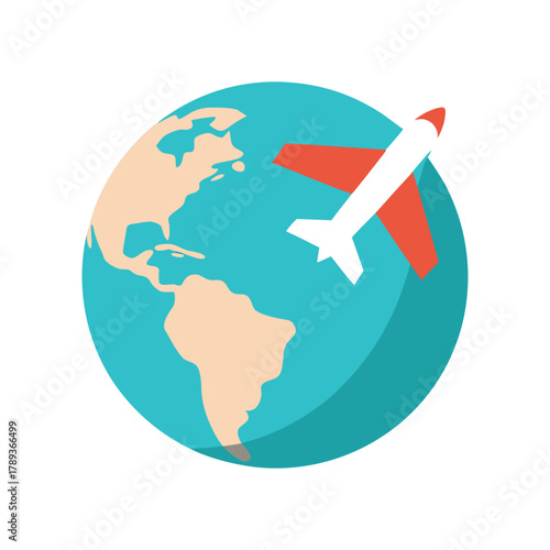 airplane flying around the world