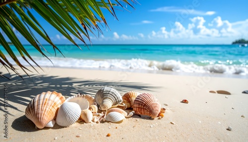 Seashells on a Tropical Beach - A Paradise Escape.