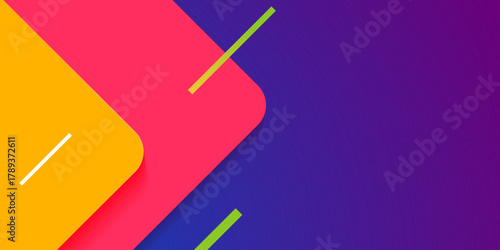 Abstract colorful papercut background. Overlap square theme with purple, pink, and orange color pattern element design.