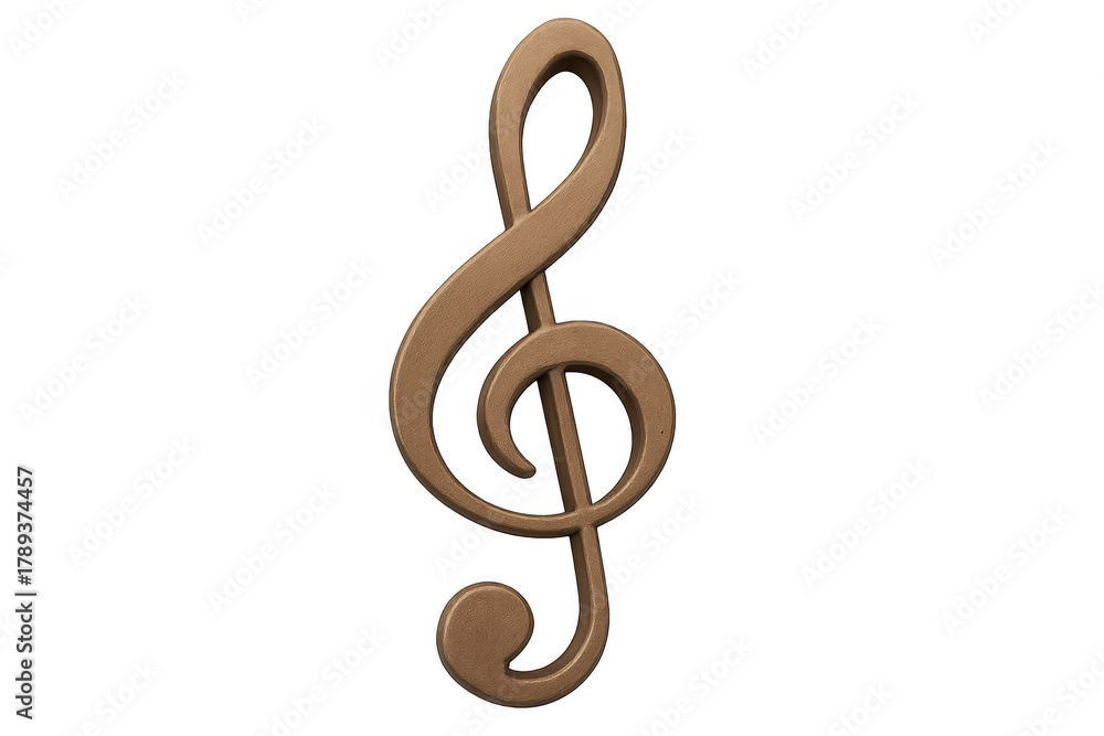 Fototapeta premium Standing gold treble clef symbol representing music, sound, melody, and artistic composition on a transparent background