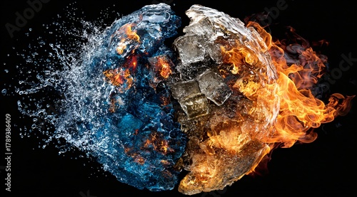 Fire and ice collide in dark space