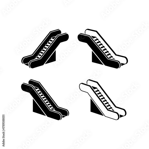 Eskalator Icons Collection – Line Art Symbols for Public Building Interiors