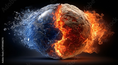 Wallpaper Mural Sphere of fire and ice on dark ground Torontodigital.ca