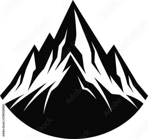 Four mountain peaks with sharp edges and stylized base forming a natural scene