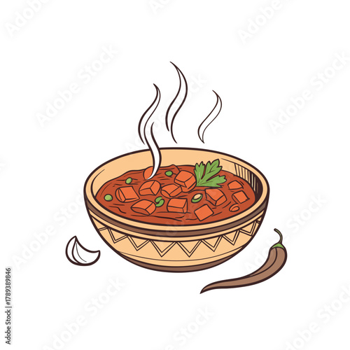 vector of hearty chili in a bowl