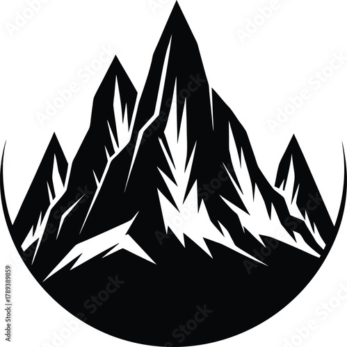 Mountain range with jagged peaks isolated on transparent background vector art