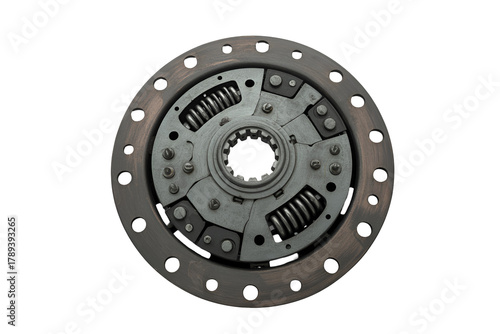 Automotive clutch pressure plate assembly isolated on transparent background