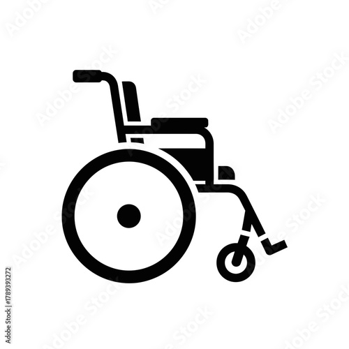 Wheelchair Silhouette Icon – Vector Illustration of Mobility Aid Equipment for Disabled Accessibility