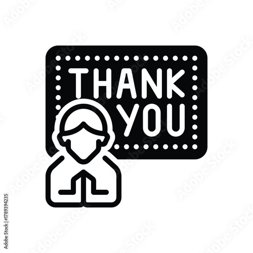 Black solid icon for appreciation message