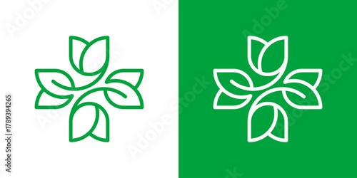 Cross Leaf Medical Logo. Health Leaf Simple Line Logo.