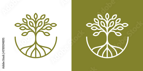 Tree of Life Wellness Logo. Roots Logo Line. Tree logo