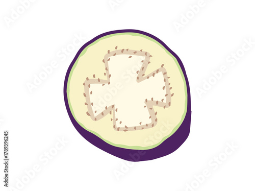 Purple Eggplant Vegetable Cut Illustration
