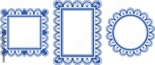 Decorative lace frame set with square rectangular and round shapes perfect for invitations scrapbooking and elegant border design projects