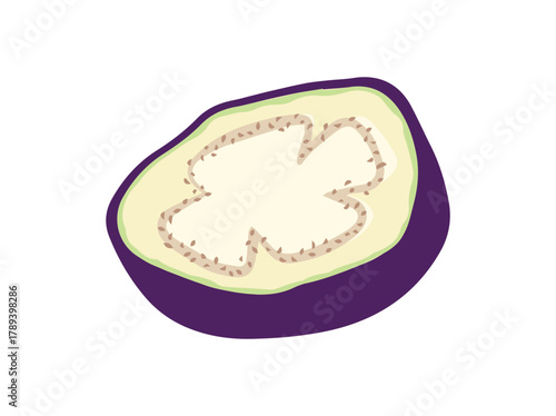 Purple Eggplant Vegetable Slice Illustration
