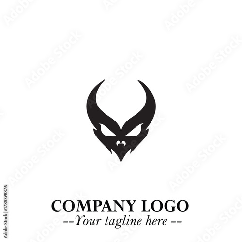 Head of Vampire Logo Symbol in Black on the White Background with Gothic Horror Vector Design