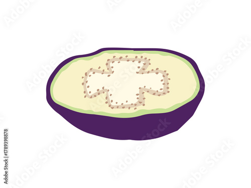 Purple Eggplant Vegetable Slice Illustration
