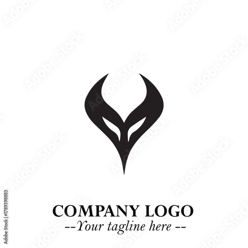 Head of Vampire Logo Symbol in Black on the White Background with Gothic Horror Vector Design