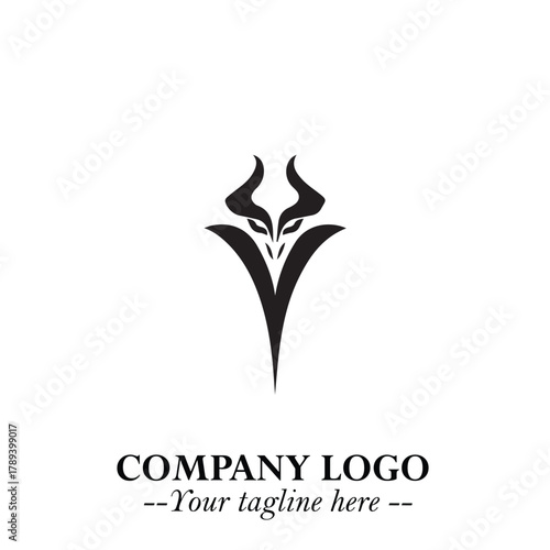 Head of Vampire Logo Symbol in Black on the White Background with Gothic Horror Vector Design