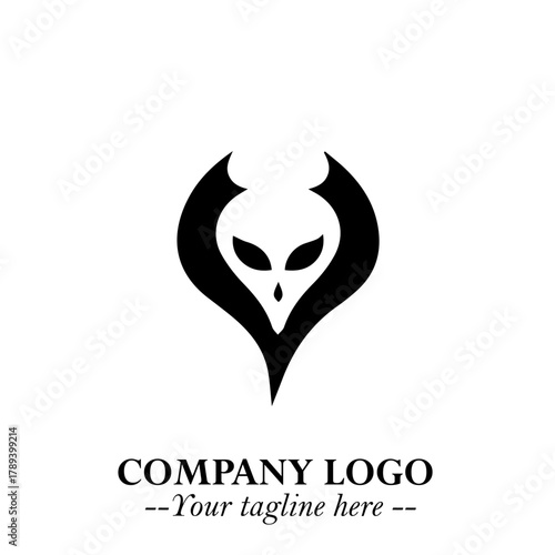 Head of Vampire Logo Symbol in Black on the White Background with Gothic Horror Vector Design