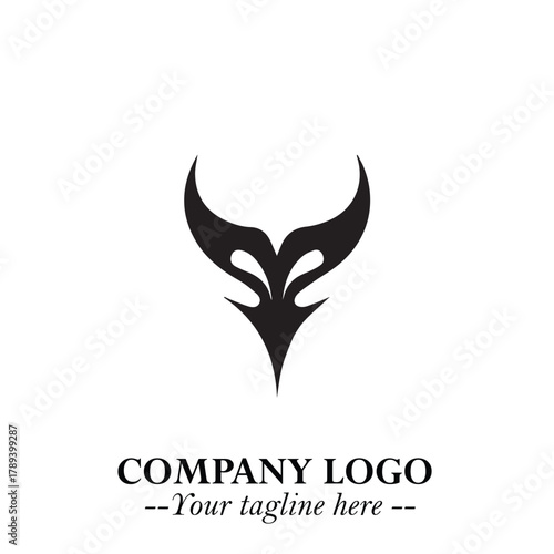Head of Vampire Logo Symbol in Black on the White Background with Gothic Horror Vector Design
