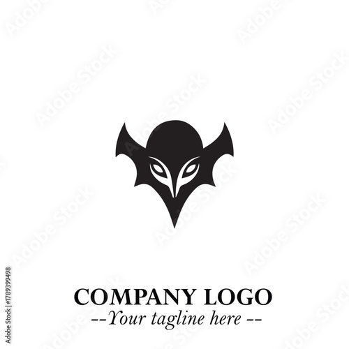 Head of Vampire Logo Symbol in Black on the White Background with Gothic Horror Vector Design