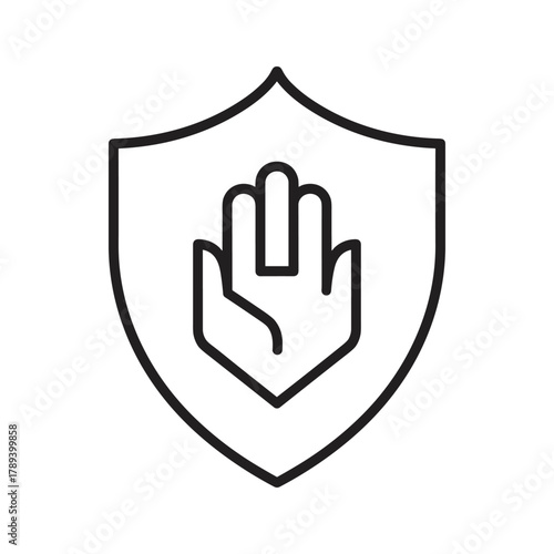 Shield with hand symbol