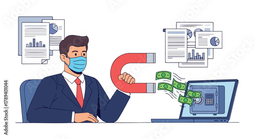 Financial Fraud and Money Attraction Scam Illustration