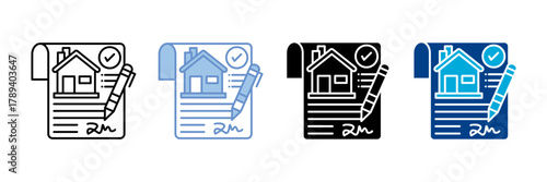 Lease Contract Icon Set Multiple Style Collection