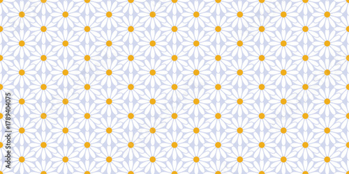 Seamless pattern of white daisy flowers a repeating floral vector design perfect for backgrounds textiles and spring-themed designs EPS vector