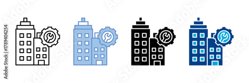 Facility  Icon Set Multiple Style Collection