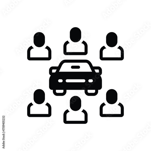 Black solid icon for ride sharing