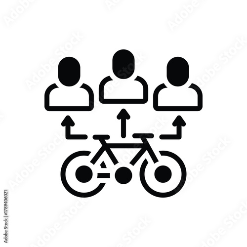 Black solid icon for bicycle share