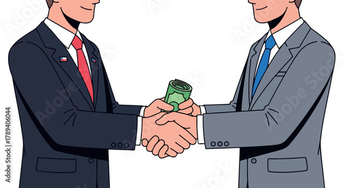 Business Bribery Handshake with Money Illustration