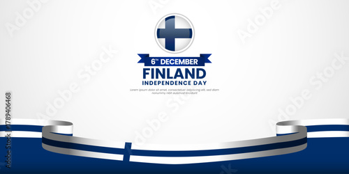 Finland independence day banner background 6 december design element with waving ribbon flag