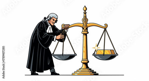 Judge Holding Scales of Justice Legal Illustration