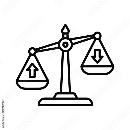 Scales of justice icon with up and down arrow
