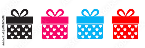 Set of minimalist gift box icons with transparent background, depicting wrapped presents for celebrations, marketing, and holiday promotions, vector illustration