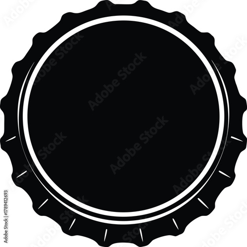 Black beer bottle cap silhouette simple graphic vector 1