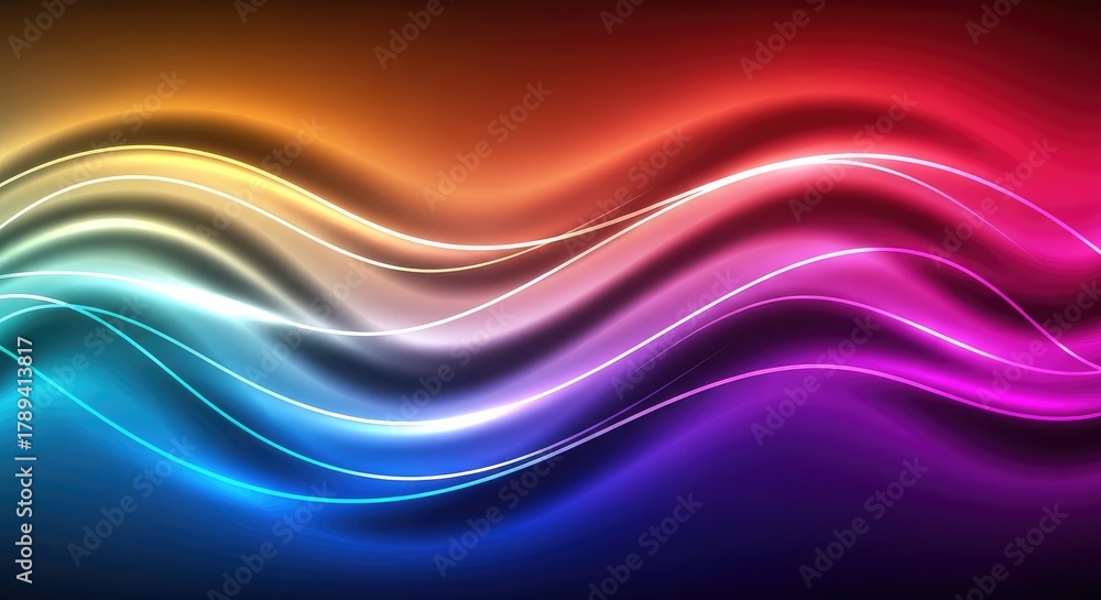 Obraz premium Modern vibrant background with colorful glowing waves, perfect for dynamic presentations, website design, or eye-catching social media graphics and creative projects