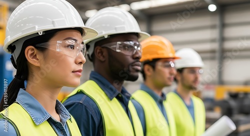 Group of Construction Professionals in Helmets