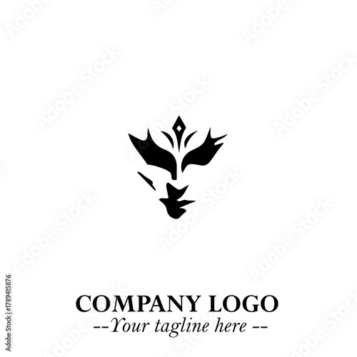 Head of Vampire Logo Symbol in Black on the White Background with Gothic Horror Vector Design