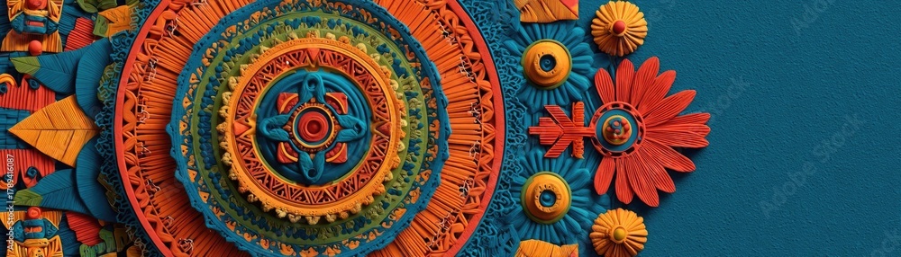 Obraz premium American heritage month with Indigenous Peoples' Day concept. Vibrant, intricate decor showcasing rich cultural heritage and art.