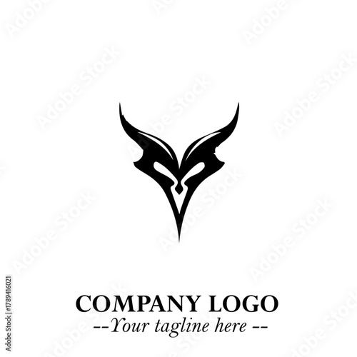 Head of Vampire Logo Symbol in Black on the White Background with Gothic Horror Vector Design