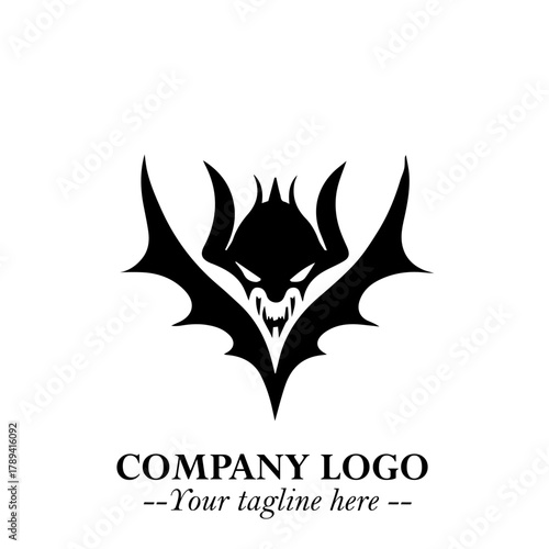 Head of Vampire Logo Symbol in Black on the White Background with Gothic Horror Vector Design