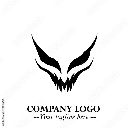 Head of Vampire Logo Symbol in Black on the White Background with Gothic Horror Vector Design